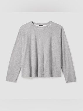 Eileen Fisher Double Layer Organic Cotton Crew Neck Top